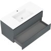 Mexen Orio, koupelnová skříňka 100 cm s umyvadlem Otis, 2 zásuvky, grafitová matná/bílá matná, 91A10-10047-2-BFF66-W18M01