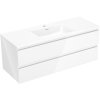 Mexen Orio, koupelnová skříňka 120 cm s umyvadlem Otis, 2 zásuvky, bílá lesklá, 91A10-12047-2-BFF00-W18M00