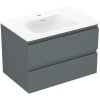 Mexen Orio, koupelnová skříňka 70 cm s umyvadlem Vela, 2 zásuvky, grafitová matná/bílá matná, 91A10-07047-2-BFF66-W23M01