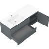 Mexen Rivel, koupelnová skříňka 120 cm s levým umyvadlem Otis, 2S, 1D, drážkovaná, grafitová/bílá matná, 91A23-12047-3-BBFFF66-W18L01