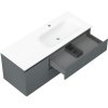 Mexen Rivel, koupelnová skříňka 120 cm s pravým umyvadlem Vela, 2S, 1D, drážkovaná, grafitová/bílá matná, 91A23-12047-3-BBFFF66-W23P01