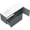 Mexen Rivel, koupelnová skříňka 120 cm s umyvadlem Vela vlevo, 1S, 1D, drážkovaná, grafitová matná/bílá matná, 91A23-12047-3-BBFF66-W23L01