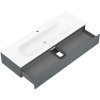Mexen Rivel, koupelnová skříňka 140 cm s umyvadlem Vela, 1 zásuvka, drážkovaná, grafitová matná/bílá matná, 91A20-14023-1-BF66-W23M0
