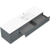 Mexen Rivel, koupelnová skříňka 160 cm s pravým umyvadlem Otis, 2S, 1D, drážkovaná, grafitová/bílá matná, 91A23-16047-3-BBFFF66-W18P01