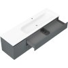 Mexen Rivel, koupelnová skříňka 160 cm s pravým umyvadlem Vela, 2S, 1D, drážkovaná, grafitová/bílá matná, 91A23-16047-3-BBFFF66-W23P01