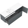 Mexen Rivel, koupelnová skříňka 160 cm s umyvadlem Otis vlevo, 1S, 1D, drážkovaná, grafitová matná/bílá matná, 91A23-16047-3-BBFF66-W18L01