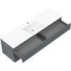 Mexen Rivel, koupelnová skříňka 160 cm s umyvadlem Otis, 2 zásuvky, drážkovaná, grafitová matná/bílá matná, 91A20-16047-2-BFF66-W18M