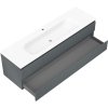 Mexen Rivel, koupelnová skříňka 160 cm s umyvadlem Vela, 2 zásuvky, drážkovaná, grafitová matná/bílá matná, 91A20-16047-2-BFF66-W23M