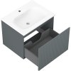 Mexen Rivel, koupelnová skříňka 60 cm s umyvadlem Vela, 1 zásuvka, drážkovaná, grafitová matná/bílá matná, 91A20-06047-1-BF66-W23M01