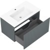 Mexen Rivel, koupelnová skříňka 80 cm s umyvadlem Otis, 1 zásuvka, drážkovaná, grafitová matná/bílá matná, 91A20-08047-1-BF66-W18M01