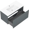 Mexen Rivel, koupelnová skříňka 90 cm s umyvadlem Otis, 1 zásuvka, drážkovaná, grafitová matná/bílá matná, 91A20-09047-1-BF66-W18M01