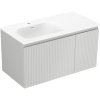 Mexen Rivel, koupelnová skříňka 90 cm s umyvadlem Vela na levé straně, 1S, 1D, drážkovaná, šedá matná/bílá matná - 91A23-09047-3-BBFF62-W23L01