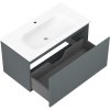 Mexen Rivel, koupelnová skříňka 90 cm s umyvadlem Vela, 1 zásuvka, drážkovaná, grafitová matná/bílá matná, 91A20-09047-1-BF66-W23M01