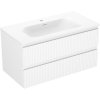 Mexen Rivel, koupelnová skříňka 90 cm s umyvadlem Vela, 2 zásuvky, drážkovaná, bílá matná, 91A20-09047-2-BFF01-W23M01