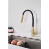 Gamma Flex 4000, stojánková dřezová baterie s flexibilním ramenem, 2-funkční výtok, černá-zlatá matná, GMA-BFX-4000BGD