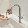 Rea Fresh High, kuchyňská baterie s výsuvnou sprškou, broušená ocel, REA-B6330