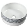 Sapho, PRIORI keramické umyvadlo, průměr 41 cm, 15 cm, barva bílá s modrou malbou, PI027