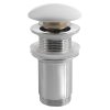 Sapho, Umyvadlová výpusť 5/4", click-clack, keramická zátka, tl.0-60mm, pro umyvadla bez přepadu, bílá, AR900