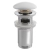 Sapho, Umyvadlová výpusť 5/4", click-clack, keramická zátka, tl.0-60mm, pro umyvadla s přepadem, bílá, AR902