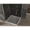 Mexen Omega, sprchový kout s posuvnými dveřmi 100 (dveře) x 100 (stěna) cm, 8mm šedé sklo, chromový profil + slim sprchová vanička bílá + chromový sifon, 825-100-100-01-40-4010