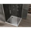 Mexen Omega, sprchový kout s posuvnými dveřmi 100 (dveře) x 100 (stěna) cm, 8mm šedé sklo, chromový profil + slim sprchová vanička bílá + chromový sifon, 825-100-100-01-40-4010