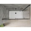 Mexen Omega, sprchový kout s posuvnými dveřmi 140 (dveře) x 80 (stěna) cm, 8mm čiré sklo, černý profil + slim sprchová vanička bílá s černým sifonem, 825-140-080-70-00-4010B
