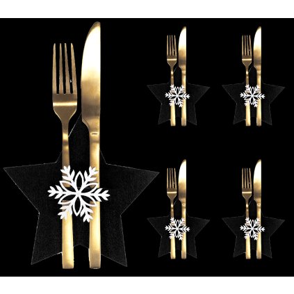 Tutumi, karácsonyi evőeszköz huzat 4 db 311378A, fekete, CHR-06514