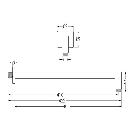 43966 mexen cube podomietkove sprchove rameno 38cm chrom 79114 00