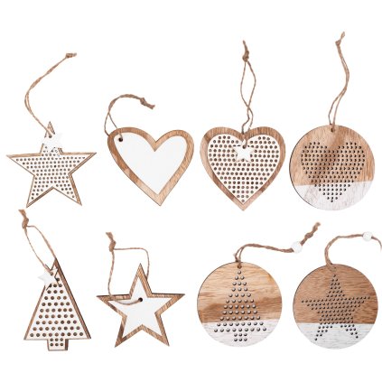 Tutumi, fa karácsonyi dekoráció 8 db 311366, barna-fehér, CHR-06501