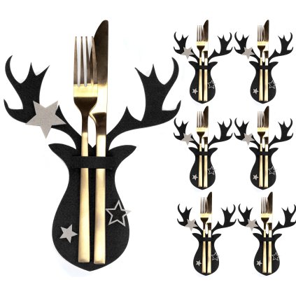 Tutumi, karácsonyi evőeszköz huzat 6 db 311377A, fekete, CHR-06510