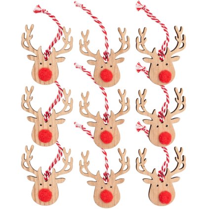 Tutumi, karácsonyi rénszarvas függő díszek 9 db 311367, barna-piros, CHR-06503