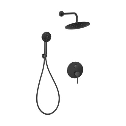 Invena Dafni, rejtett zuhanygarnitúra kézi és fejzuhannyal 25 cm, fekete matt, INV-BS-88-014-A