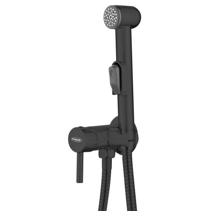 Aqualine, Rejtett bidé csaptelep Stop spray-vel, tömlő 1,2 m, kerek, fekete matt, SK302B