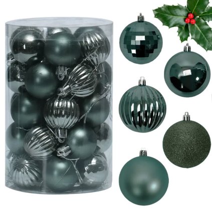 Tutumi, karácsonyi díszek 34 db SYSD1688-027, zöld, CHR-05011