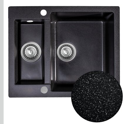 215739 14 sink quality ferrum kuchynsky granitovy drez 605x495x210 mm sifon cierna skvrnita brocade skq fer b 5kbo x