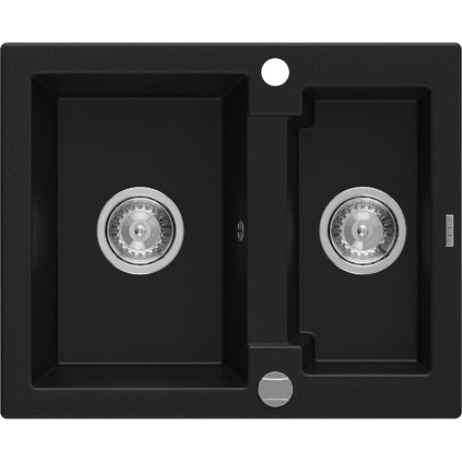 Mexen Carlos, gránit mosogató 582x475x177 mm, 1,5 kamrás, fekete, 6518581500-77