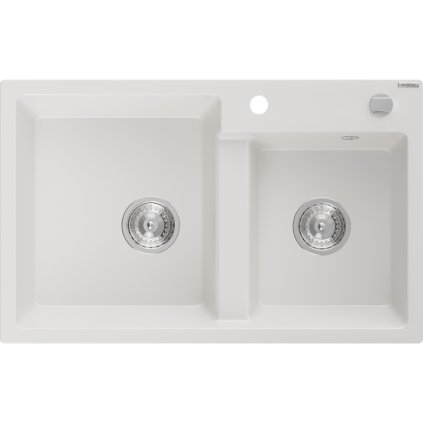 Mexen Tomas, gránit mosogató 800x500x190 mm, 2 kamrás, fehér, 6516802000-20