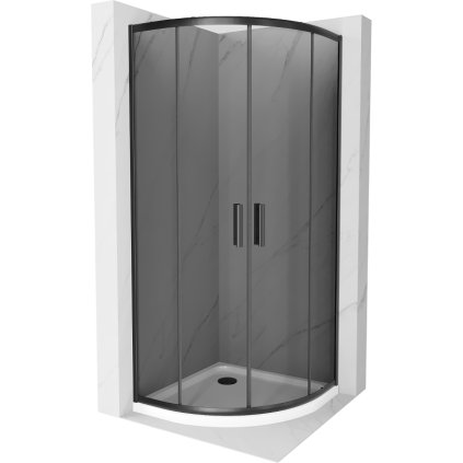 196377 3 mexen rio stvrtkruhovy sprchovaci kut s posuvnymi dverami 90 dvere x 90 dvere x 190 cm 5mm sede sklo cierny profil biela sprchova vanicka slim 863 090 090 70 40 4110b