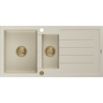 229947 mexen andres granitovy drez 1000x500x200 mm 1 5 komorovy bezova so zlatym sifonom 6515101510 69 g