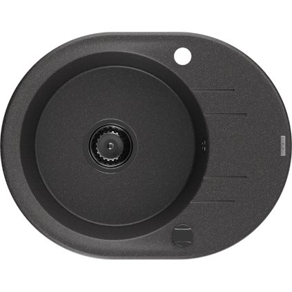 Mexen Kevin, gránit mosogató 586x458x190 mm, 1 kamrás, fekete foltos fekete szifonnal, 6517581005-76-B