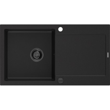 Mexen Leo, gránit mosogató 900x500x190 mm, 1 kamrás, fekete, fekete szifonnal, 6501901010-77-B
