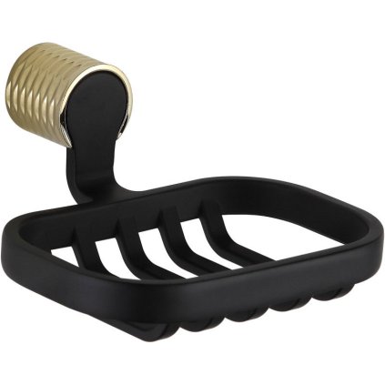 Mexen Base, falra szerelhető szappantartó, fekete - arany fényes, 7088251-57