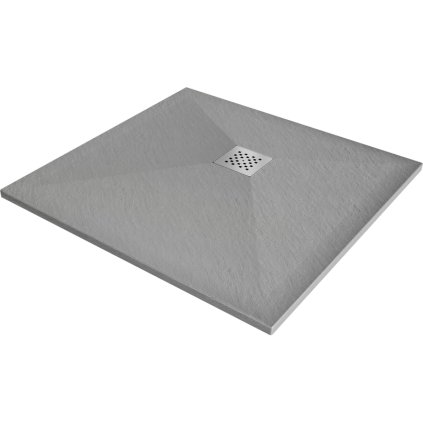 Mexen Stone+, négyzet alakú kád ásványi kompozitból 80 x 80 cm, szürke-beton, 44618080