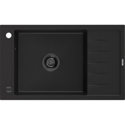 Mexen Elias, gránit mosogató gránit 795x480x200 mm, 1 kamrás, fekete, fekete szifonnal, 6511791005-77-B