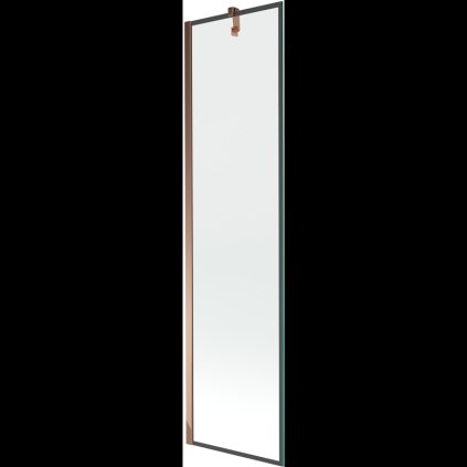 Mexen Next, kádparaván 1 szárny 50 x 150 cm, fix szárny, 6 mm átlátszó üveg fekete mintával, rózsa arany profil, 895-050-000-00-70-60