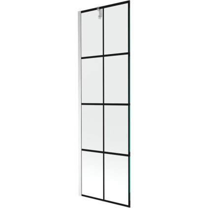 Mexen Next, kádparaván 1 szárny 60 x 150 cm, fix szárny, 6 mm átlátszó üveg fekete mintával, króm profil, 895-060-000-00-77-01