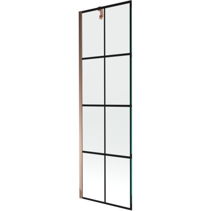 Mexen Next, kádparaván 1 szárny 60 x 150 cm, fix szárny, 6 mm átlátszó üveg fekete mintával, rózsa arany profil, 895-060-000-00-77-60