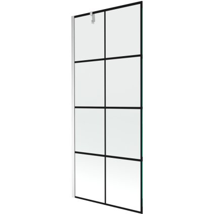 Mexen Next, kádparaván 1 szárny 80 x 150 cm, fix szárny, 6 mm átlátszó üveg fekete mintával, króm profil, 895-080-000-00-77-01