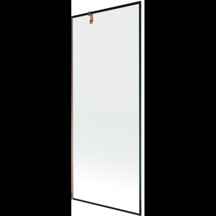 Mexen Next, kádparaván 1 szárny 80 x 150 cm, fix szárny, 6 mm átlátszó üveg fekete mintával, rózsa arany profil, 895-080-000-00-70-60