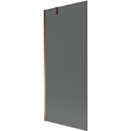 Mexen Next, kádparaván 1 szárny 80 x 150 cm, fix szárny, 6 mm szürke üveg, rózsa arany profil, 895-080-000-00-40-60